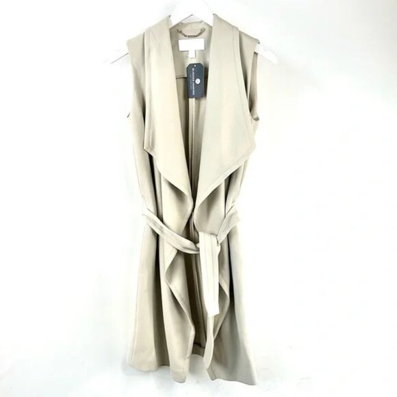 BOSS Hugo Boss Kallmi Beige Sleeveless Tie-Waist Trench Coat - Picture 1 of 14